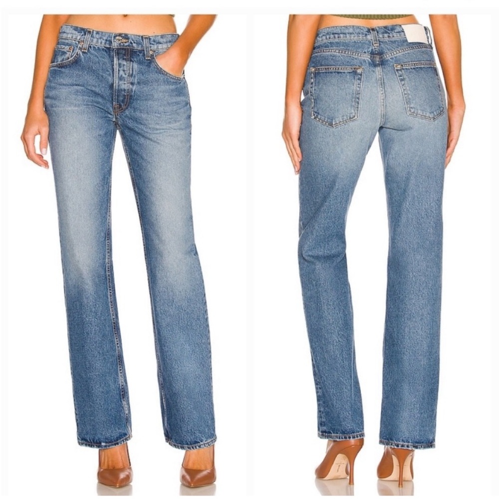 GRLFRND The Courtney Low Rise loose Boot Jeans East River 26